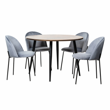 Spisegruppe \'Runt Elegant\' - 1 bord og 4 stoler