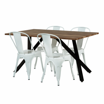 Spisegruppe \'Rustic Montmartre\' - 1 bord og 4 stoler